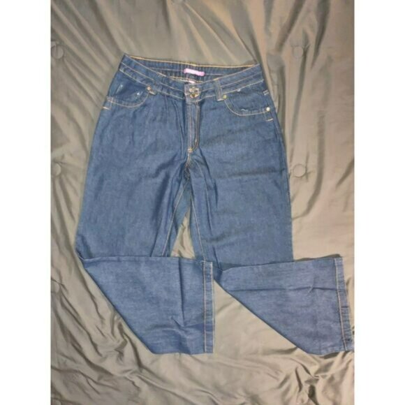 Womens Within Blue Denim Straight-Leg Jeans With High‎ Waist & Button Closure - Picture 1 of 2